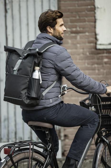 Aqua 15" GRS recycled water resistant roll-top bike bag 20L