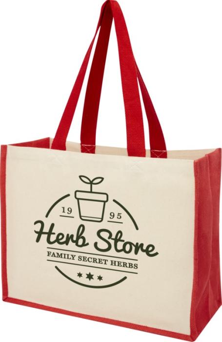Varai 320 g/m² canvas and jute shopping tote bag 23L