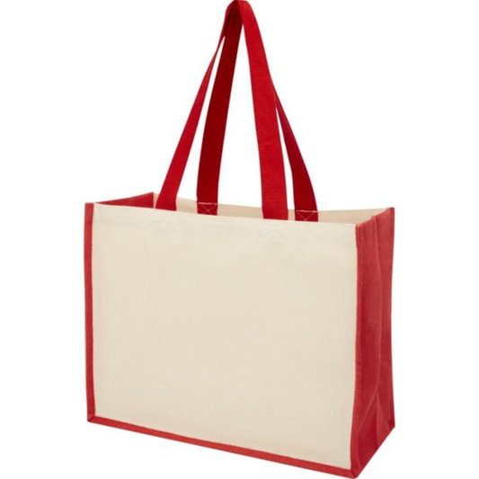Varai 320 g/m² canvas and jute shopping tote bag 23L